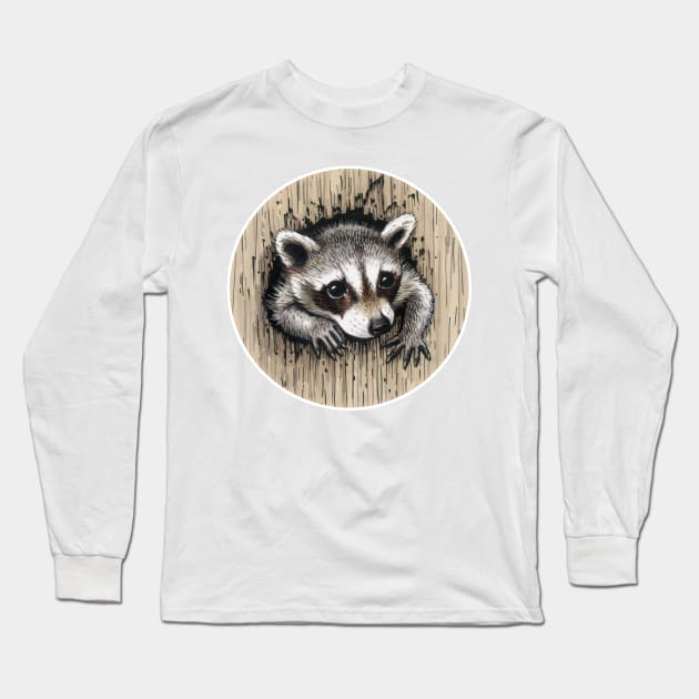 Raccoon Long Sleeve T-Shirt by CaroleBielicki